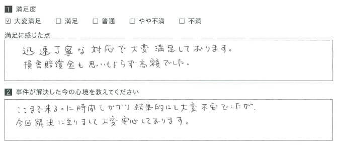 損害賠償金も思いもよらず高額でした