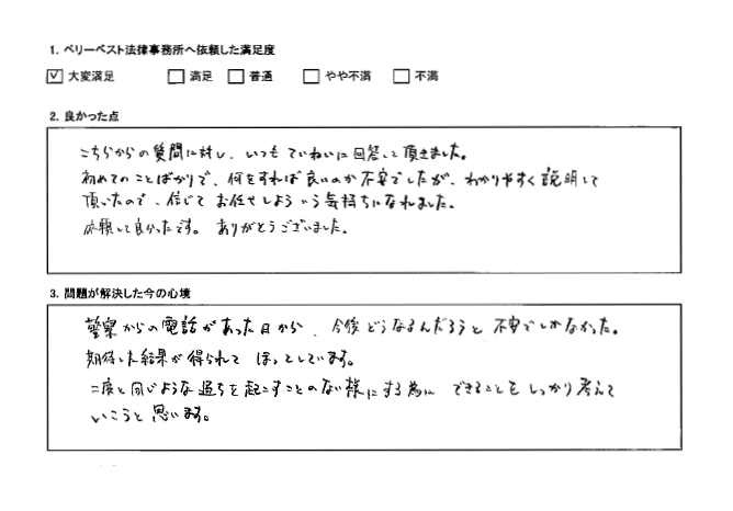 初めてのことばかりで不安でしたが、わかりやすく説明して頂いたので、信じてお任せしよういう気持ちになった。